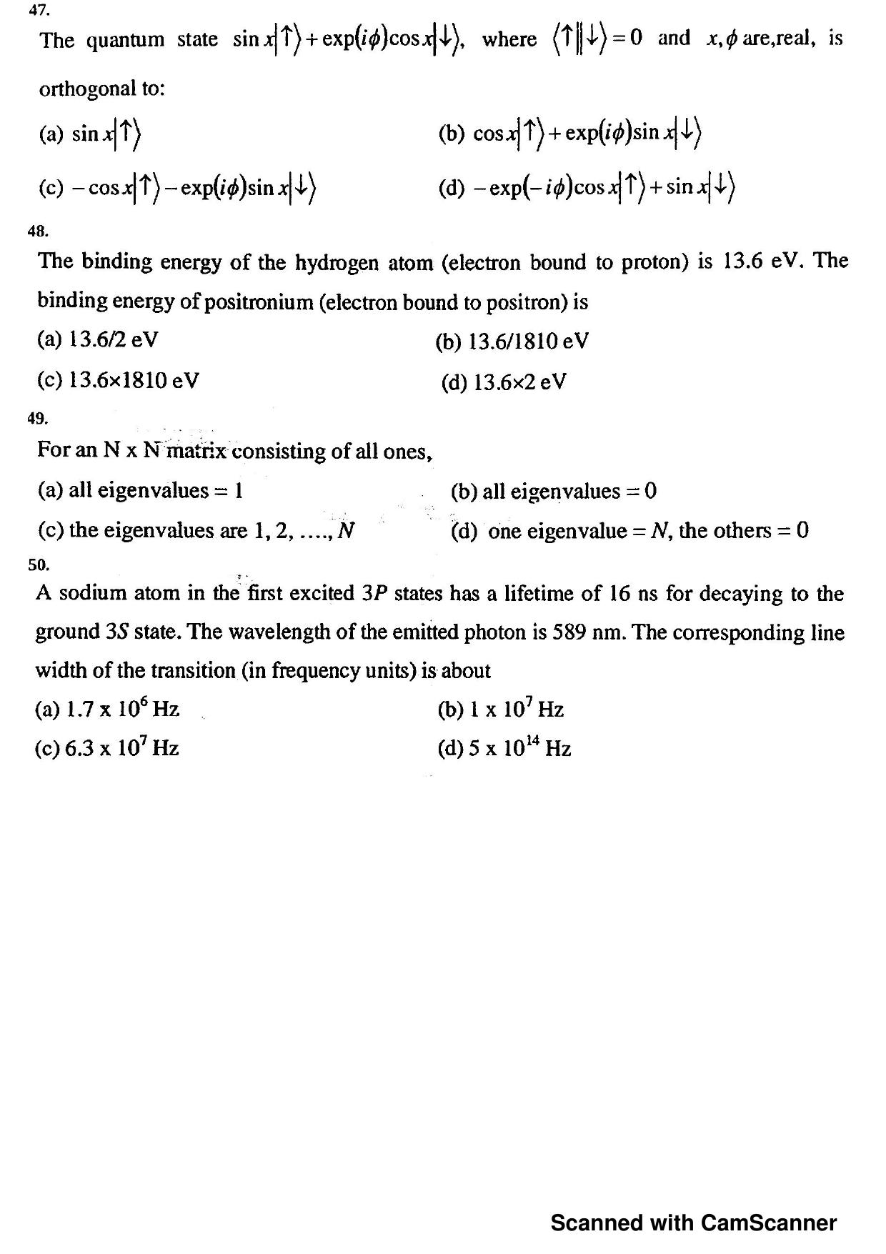 JEST 2012 Physics Question Paper with Answer key - Page 11