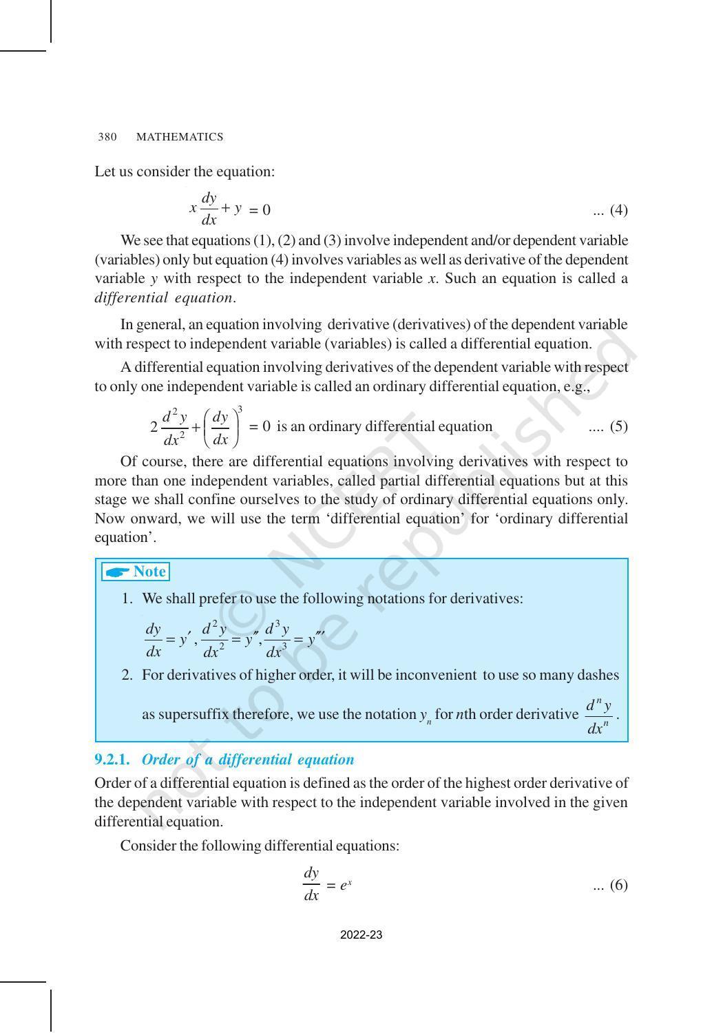 NCERT Book for Class 12 Maths Chapter 9 Differential Equations - Page 2