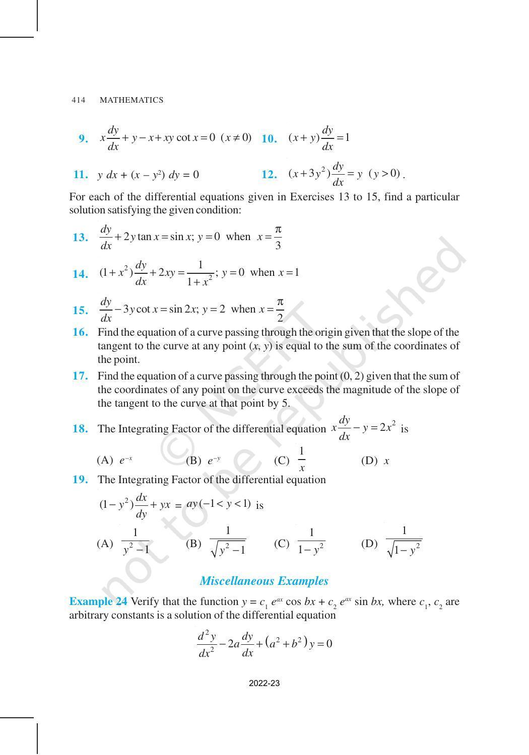 NCERT Book for Class 12 Maths Chapter 9 Differential Equations - Page 36