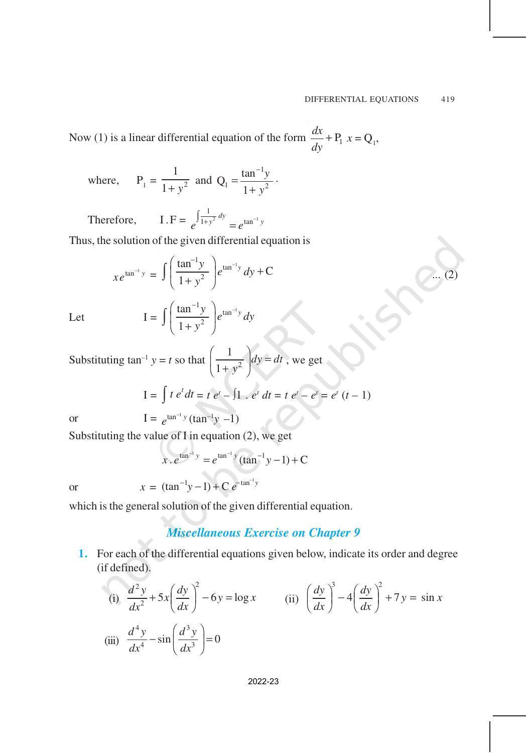 NCERT Book for Class 12 Maths Chapter 9 Differential Equations - Page 41