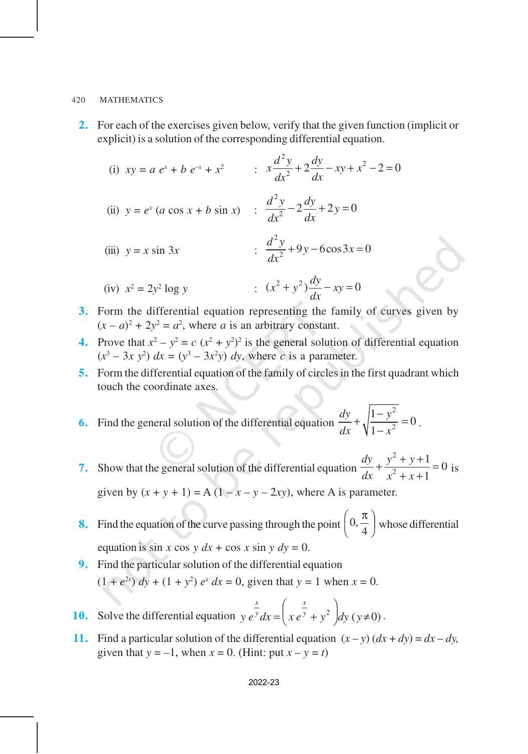 NCERT Book for Class 12 Maths Chapter 9 Differential Equations - Page 42