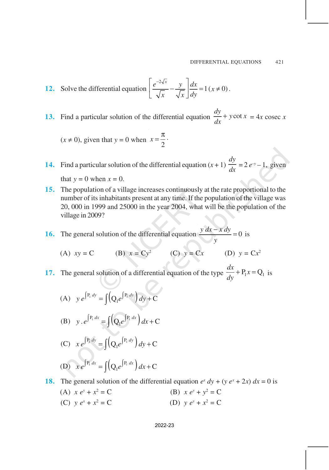 NCERT Book for Class 12 Maths Chapter 9 Differential Equations - Page 43