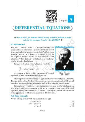 NCERT Book for Class 12 Maths Chapter 9 Differential Equations