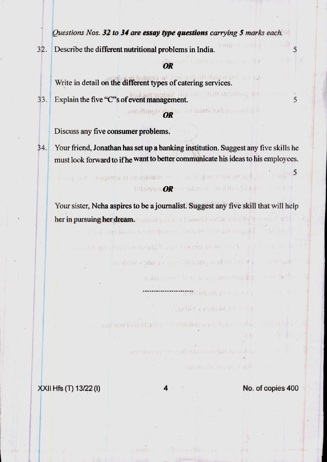 COHSEM 12th Question Papers Improvement 2022 Human Ecology and Family Sciences - Page 4