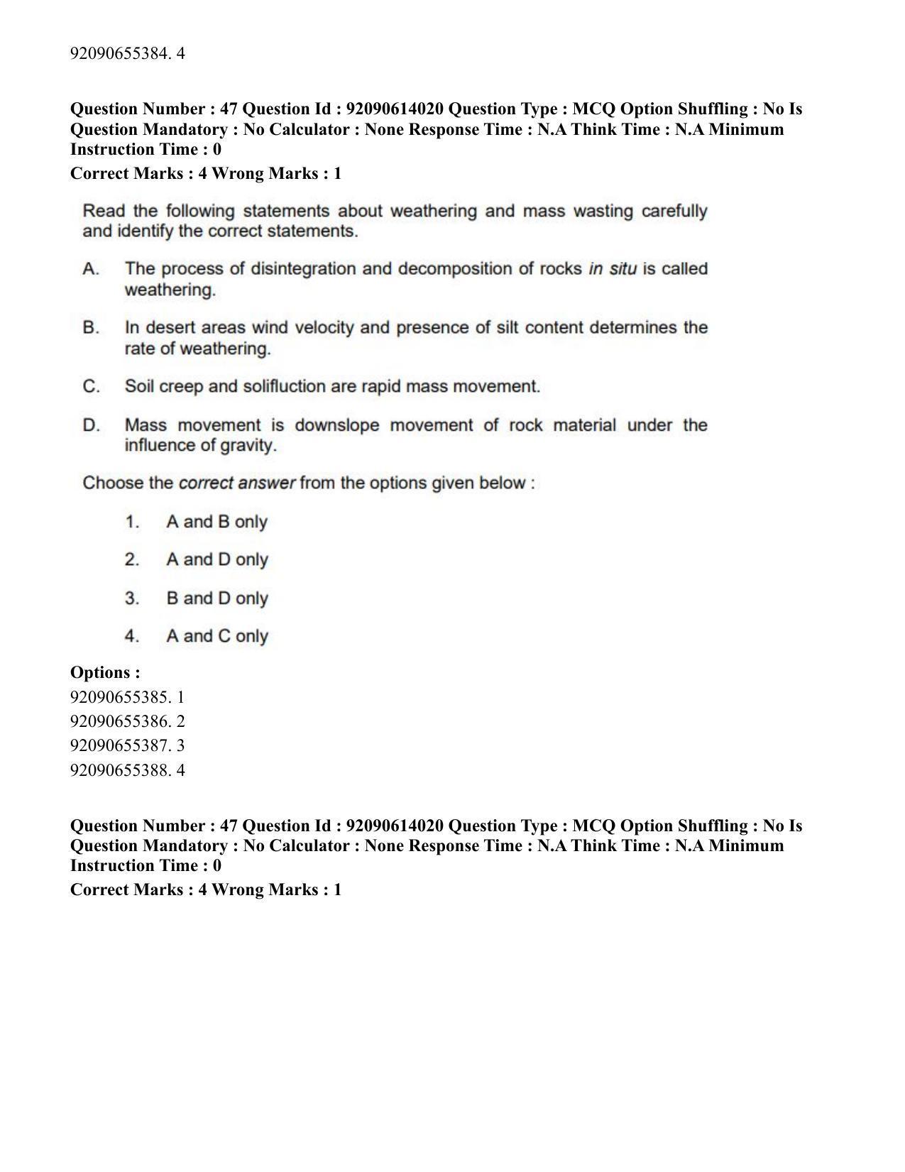 CUET PG 2023: HUQP08 – Geography(Hin)-Shift 2 (12-06-2023) Question Paper - Page 47