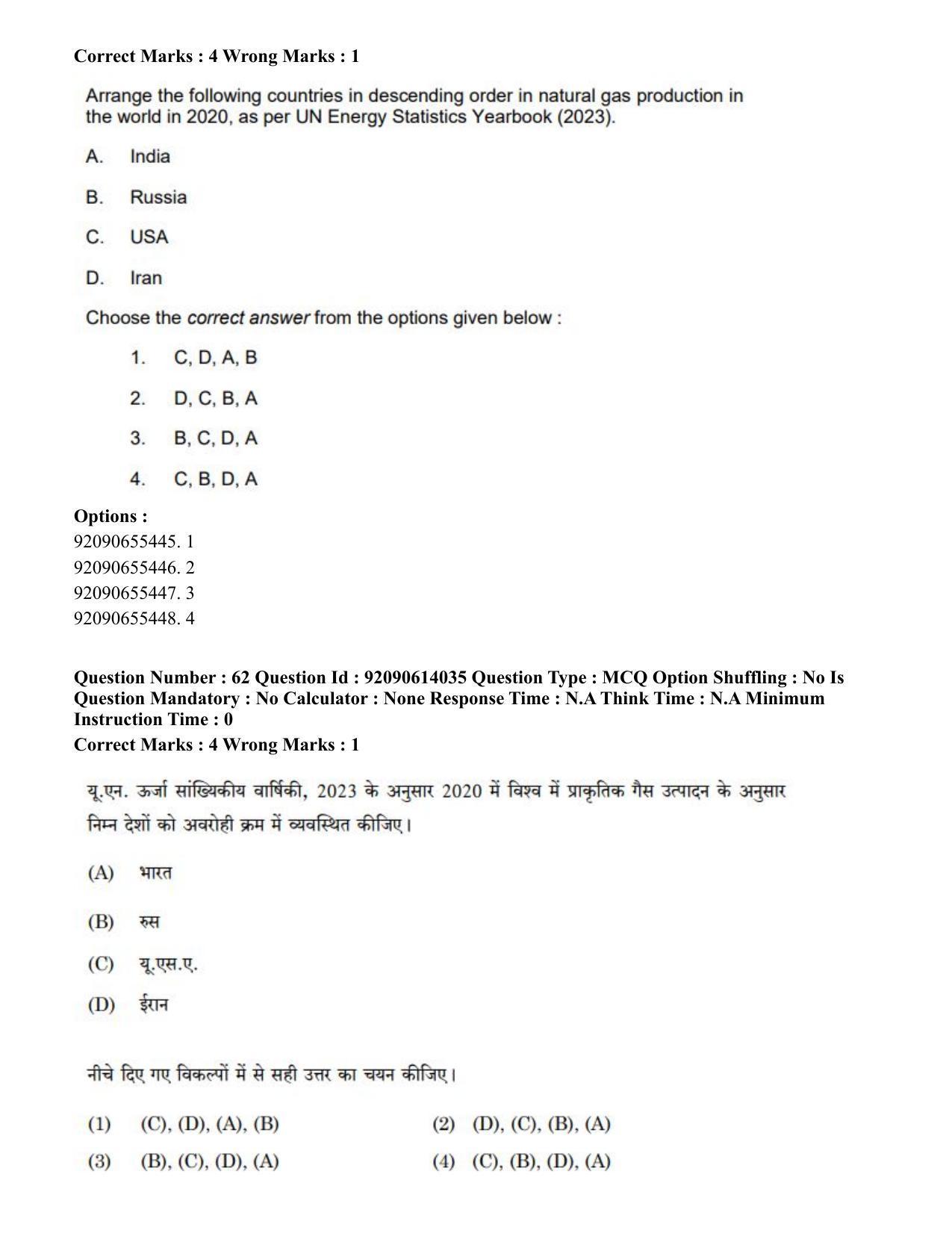 CUET PG 2023: HUQP08 – Geography(Hin)-Shift 2 (12-06-2023) Question Paper - Page 66