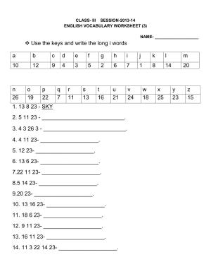 Worksheet for Class 3 English Vocabulary Assignment 1