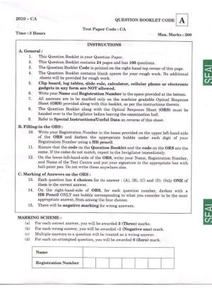 JAM 2010: CA Question Paper