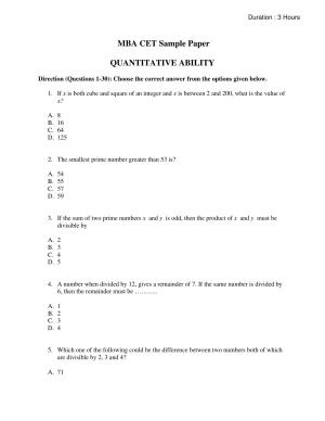 IMU CET MBA Sample Paper