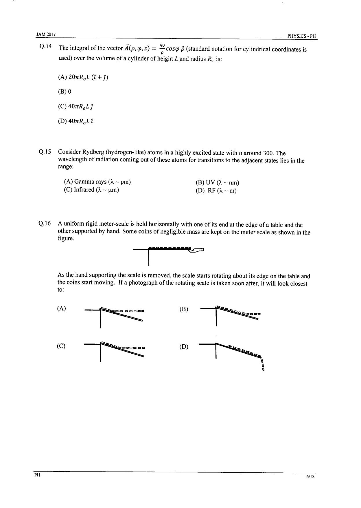 JAM 2017: PH Question Paper - Page 6