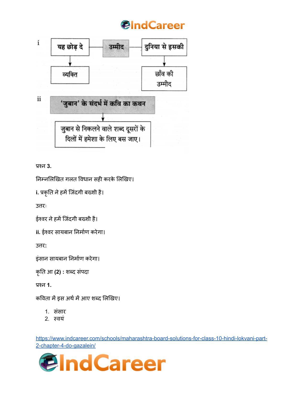 Maharashtra Board Solutions for Class 10- Hindi Lokvani (Part 2): Chapter 4- दो गजलें - Page 15