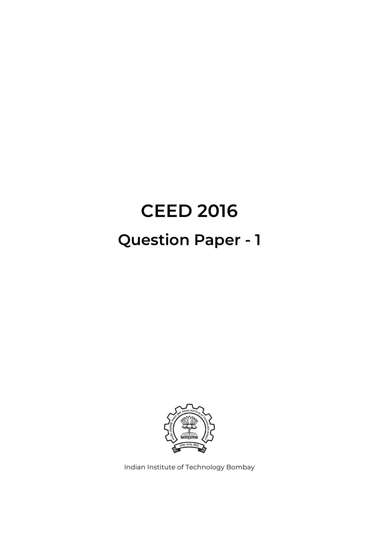 CEED 2016 Question Paper - Page 1