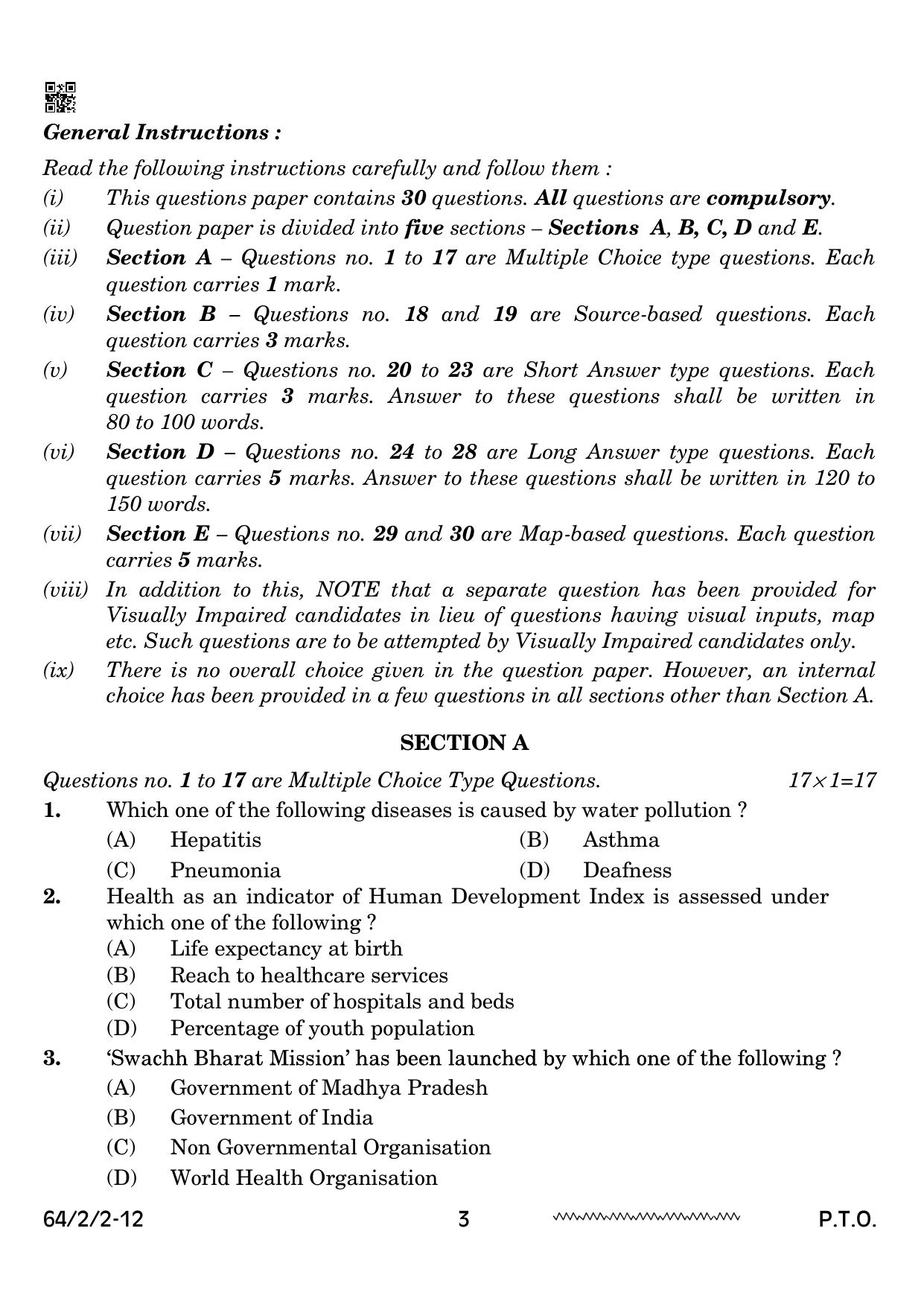 CBSE Class 12 64-2-2 Geography 2024 Question Paper - Page 3