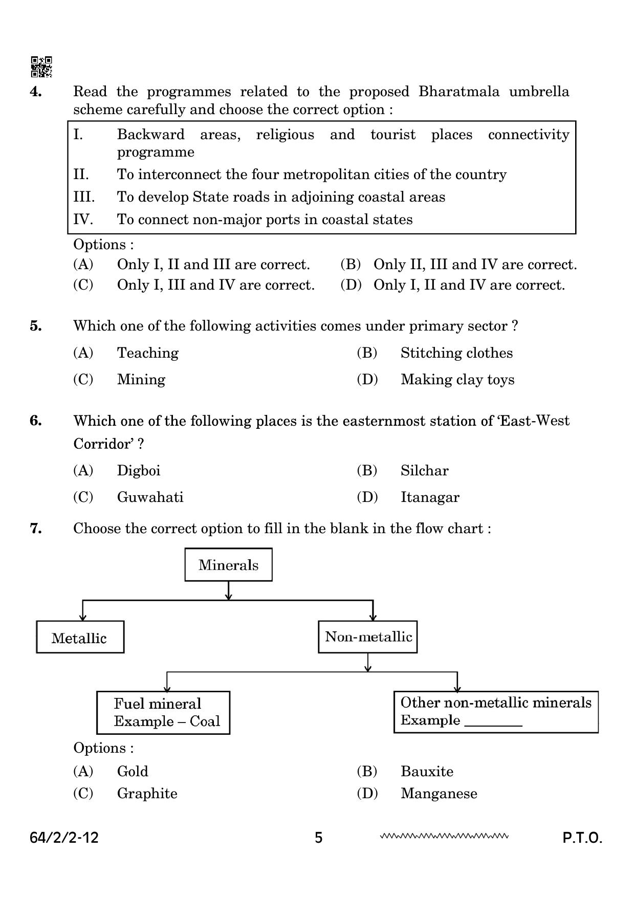 CBSE Class 12 64-2-2 Geography 2024 Question Paper - Page 5