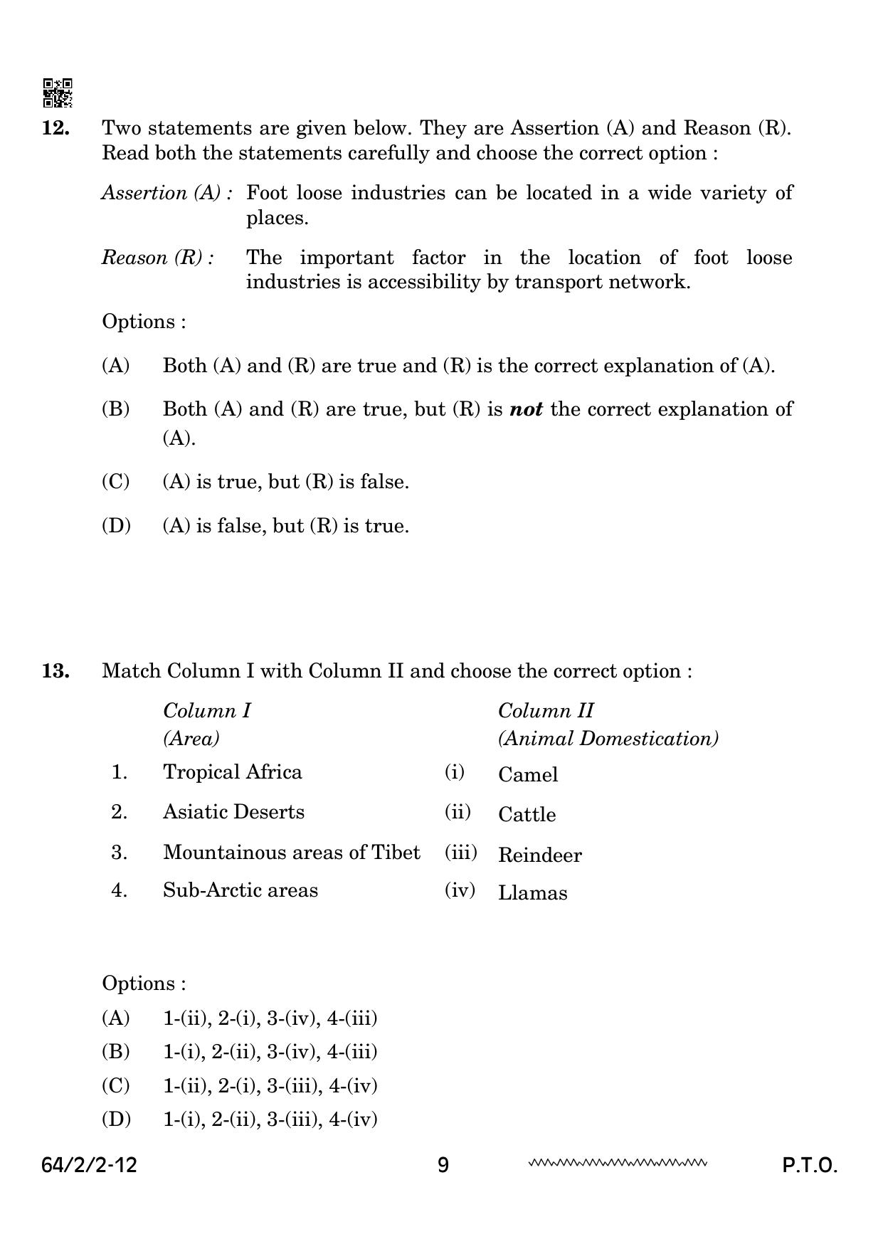 CBSE Class 12 64-2-2 Geography 2024 Question Paper - Page 9