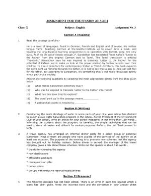CBSE Worksheets for Class 10 English Assignment 12
