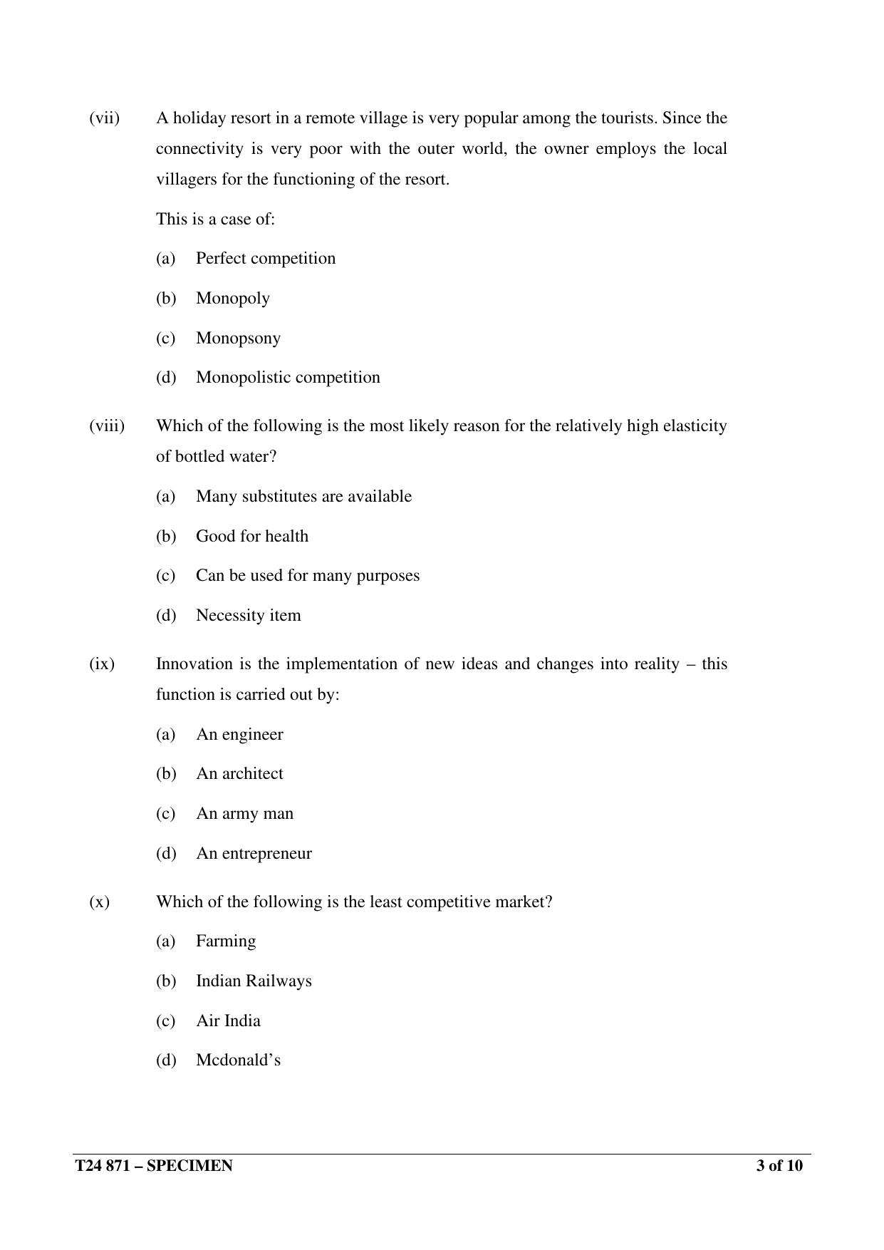 ICSE Class 10  2024 Economic Applications Sample Paper - Page 3