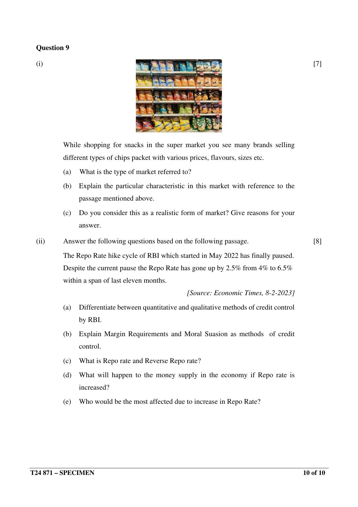 ICSE Class 10  2024 Economic Applications Sample Paper - Page 10