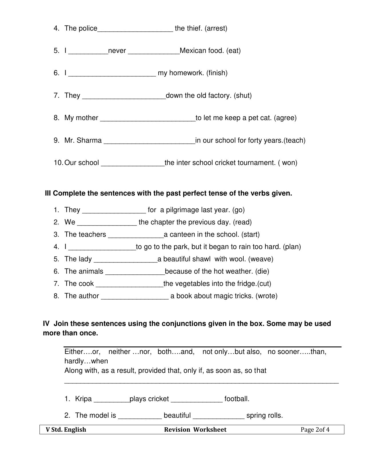 Worksheet for Class 5 English Assignment 50 - Page 2