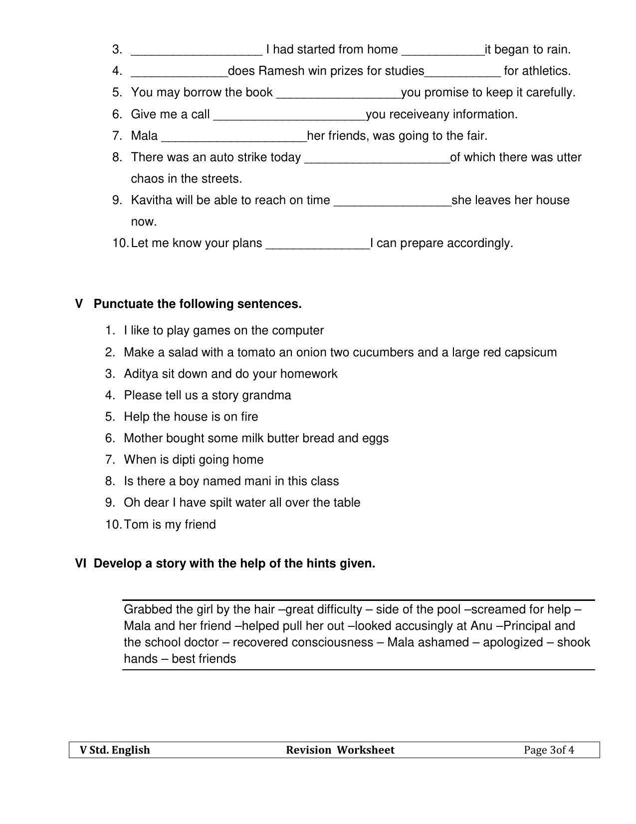Worksheet for Class 5 English Assignment 50 - Page 3