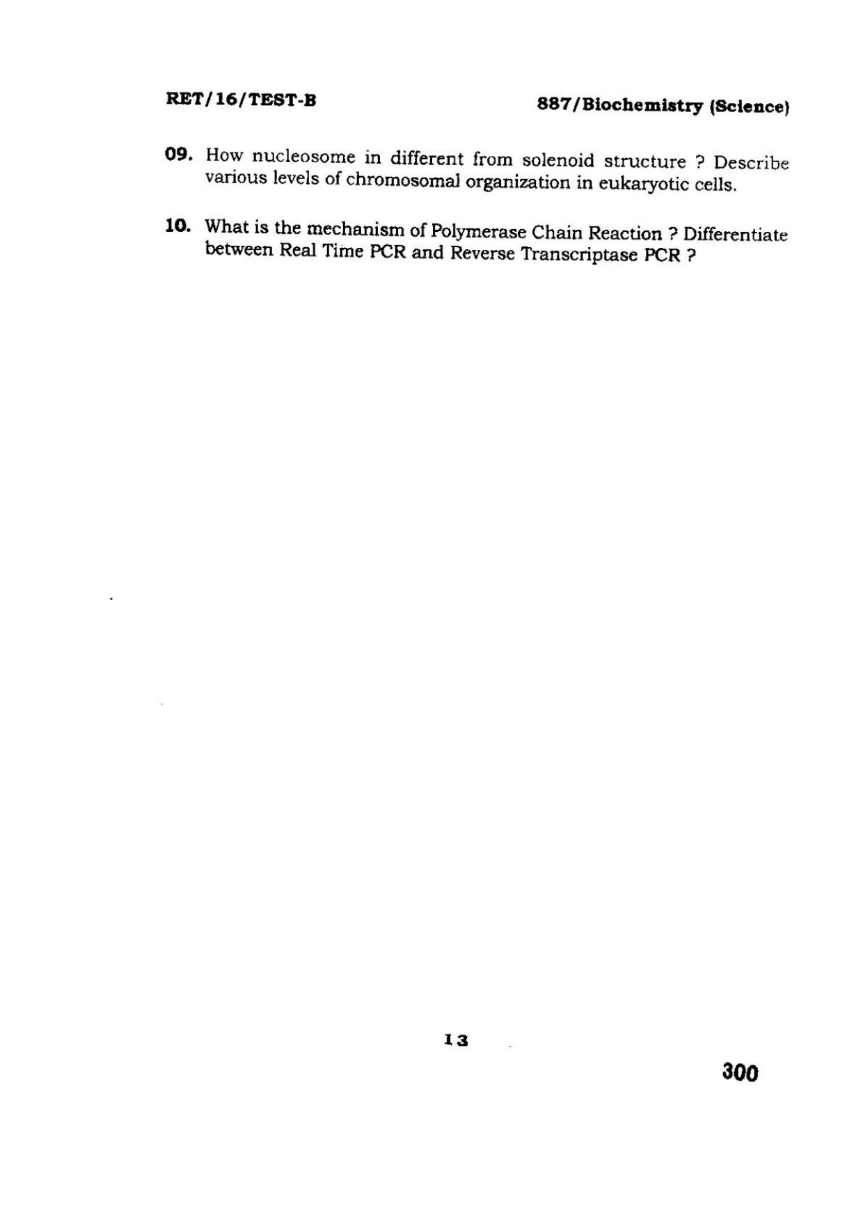 BHU RET BIOCHEMISTRY SCIENCE 2016 Question Paper - Page 13