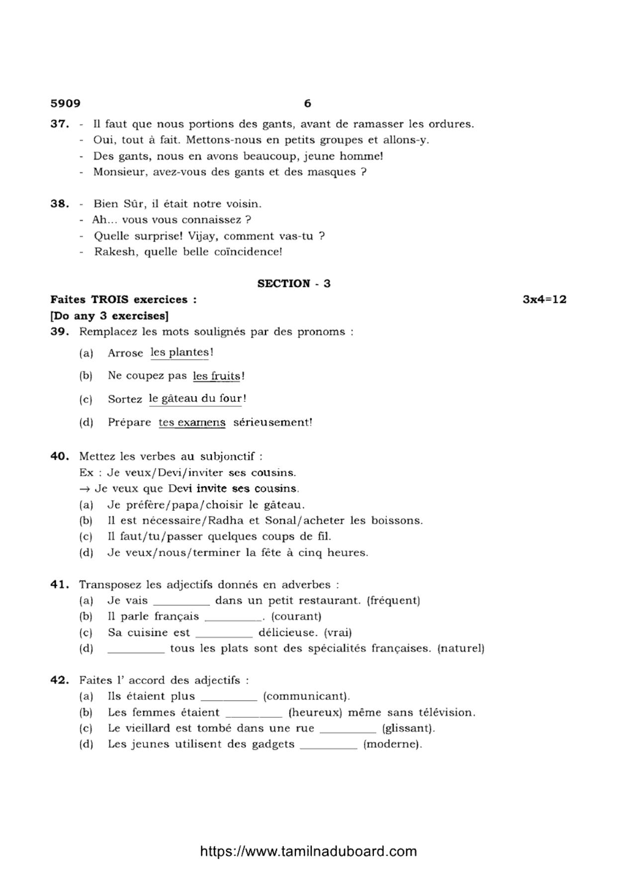 TN Class 12 French 5909 Question Papers 2022 - Page 6