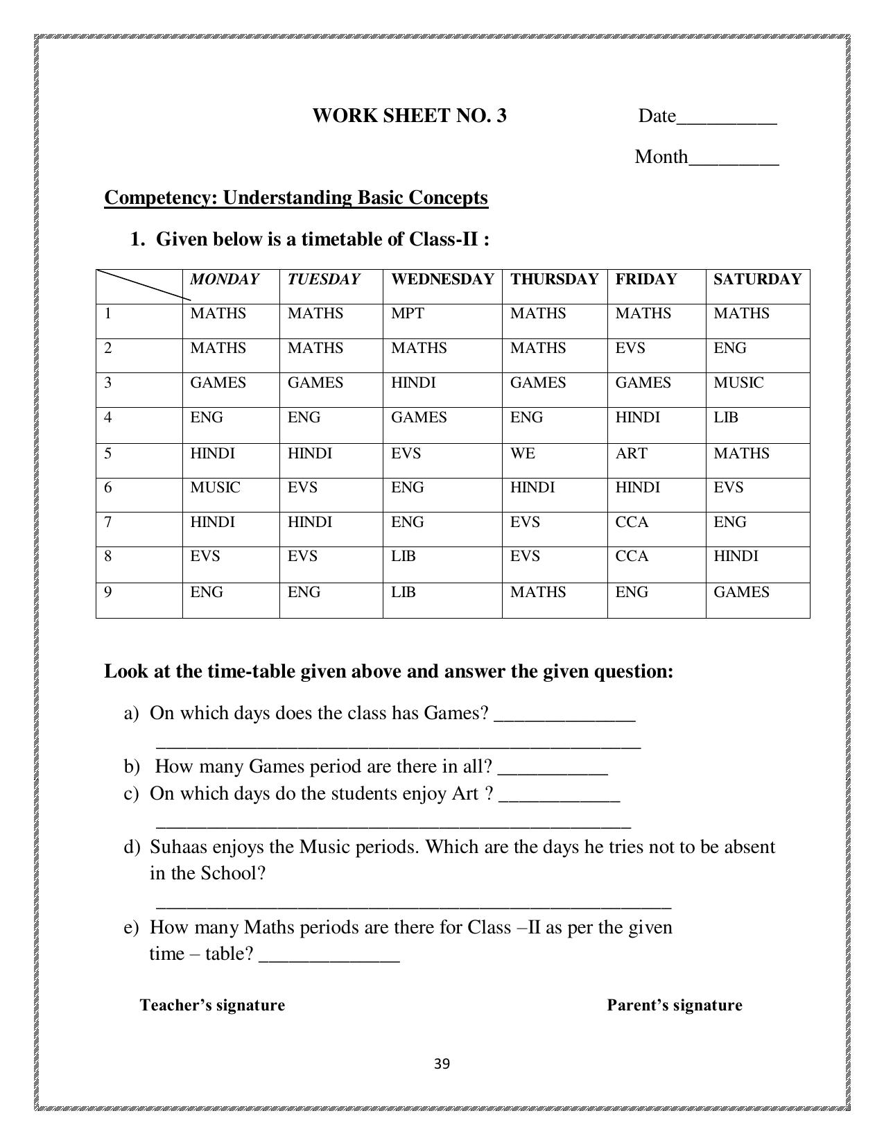 Worksheets for Class 2 Maths Assignment 62 My Funday - Page 1