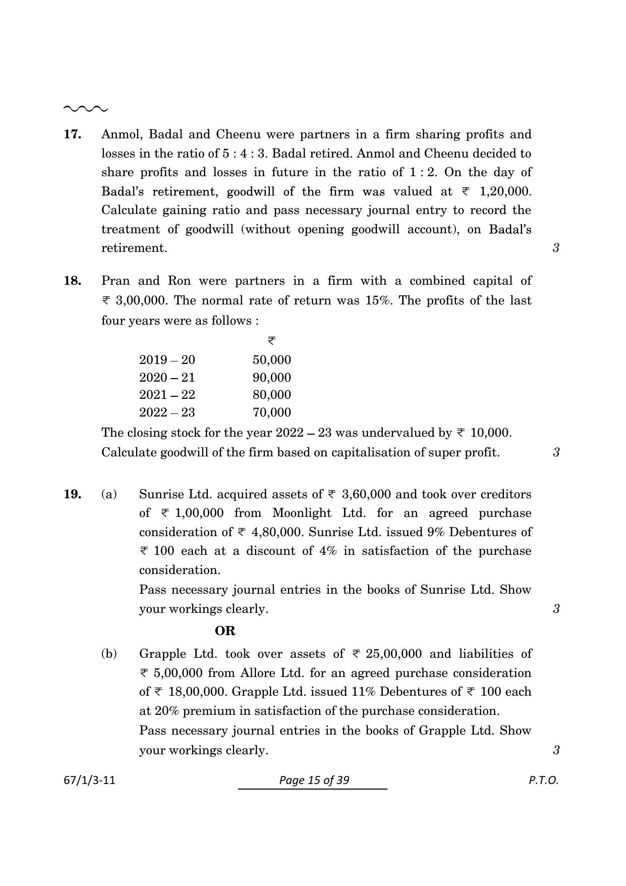 CBSE Class 12 67-1-3 Accountancy 2024 Question Paper - Page 15