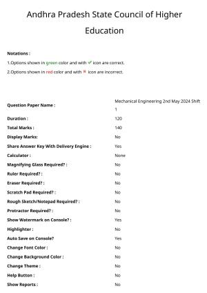AP RCET 2024 Mechanical Engineering Question Paper