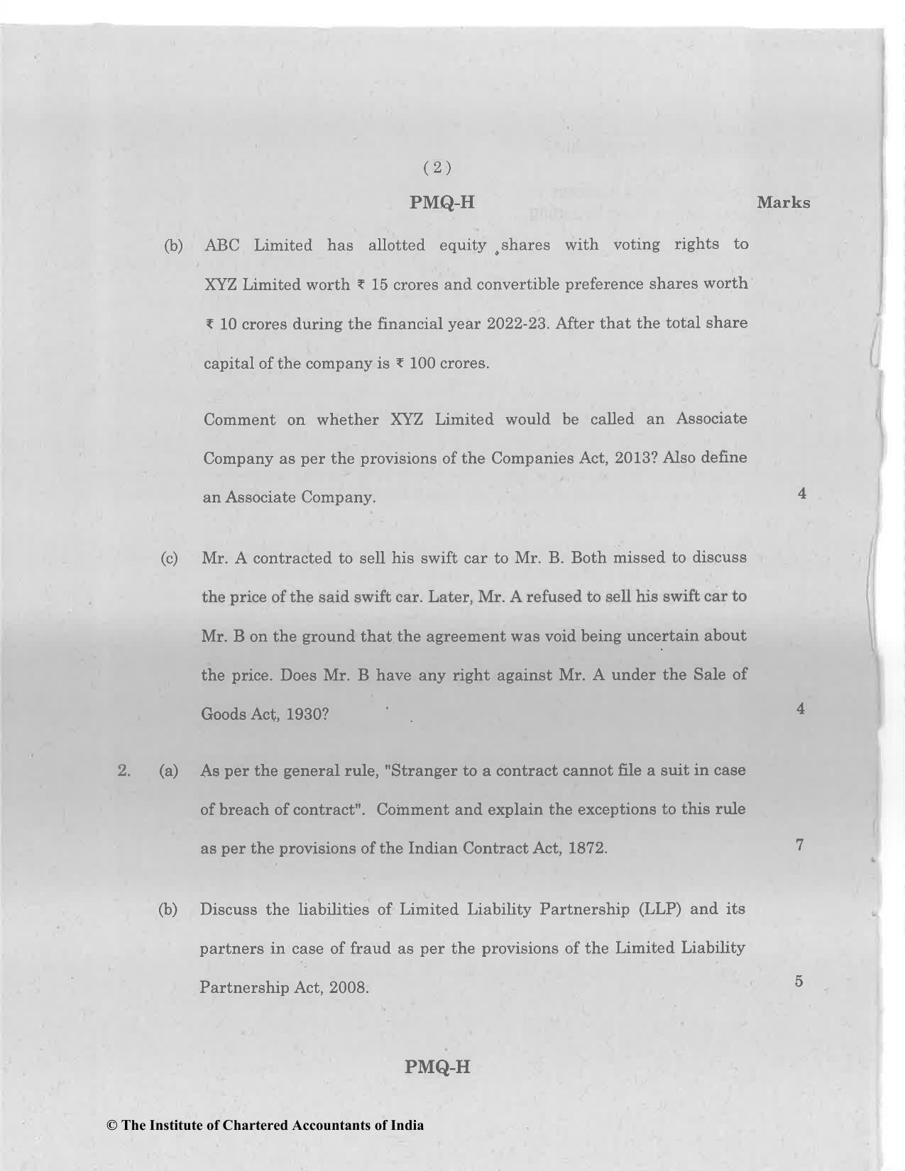 CA Foundation June 2023 Question Paper - Paper 2 (Business Laws and Business Correspondence and Reporting) - Page 2