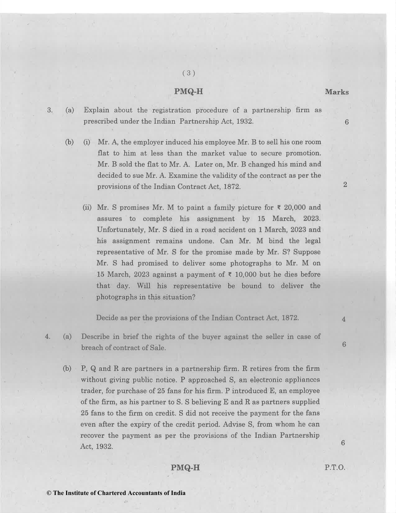 CA Foundation June 2023 Question Paper - Paper 2 (Business Laws and Business Correspondence and Reporting) - Page 3