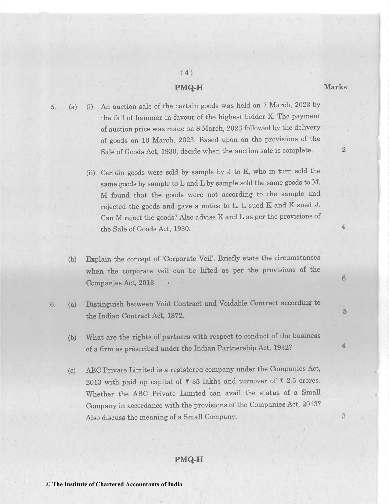 CA Foundation June 2023 Question Paper - Paper 2 (Business Laws and Business Correspondence and Reporting) - Page 4