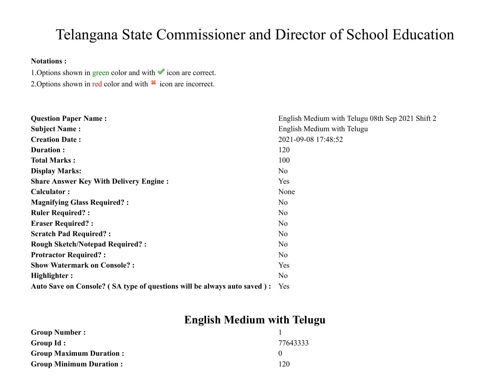 TS DEECET 2021 English Medium with Telugu 08th Sep 2021 Shift 2 Question Paper - Page 1