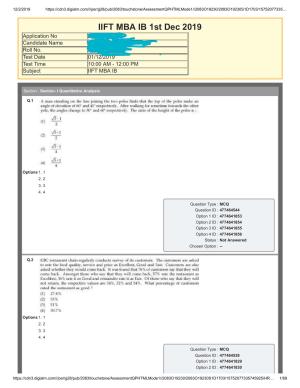IIFT 2019 Question Paper