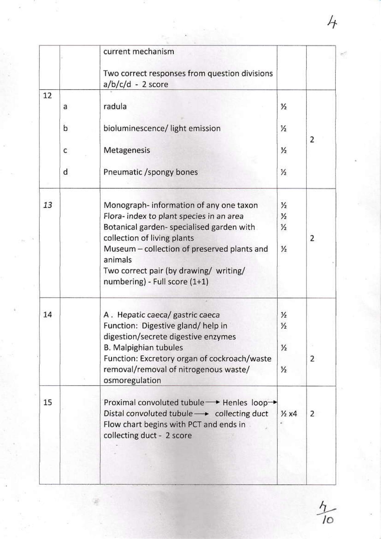 Kerala Plus One (Class 11th) Zoology Answer Key 2021 - Page 4