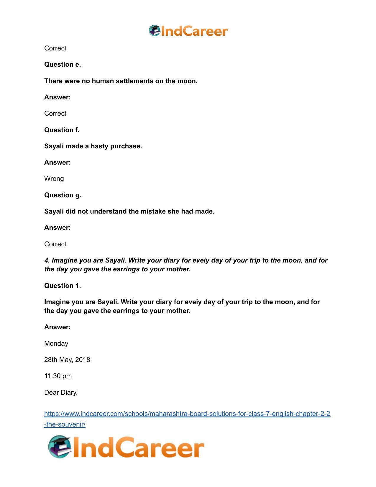 Maharashtra Board Solutions for Class 7- English: Chapter 2.2- The Souvenir - Page 5