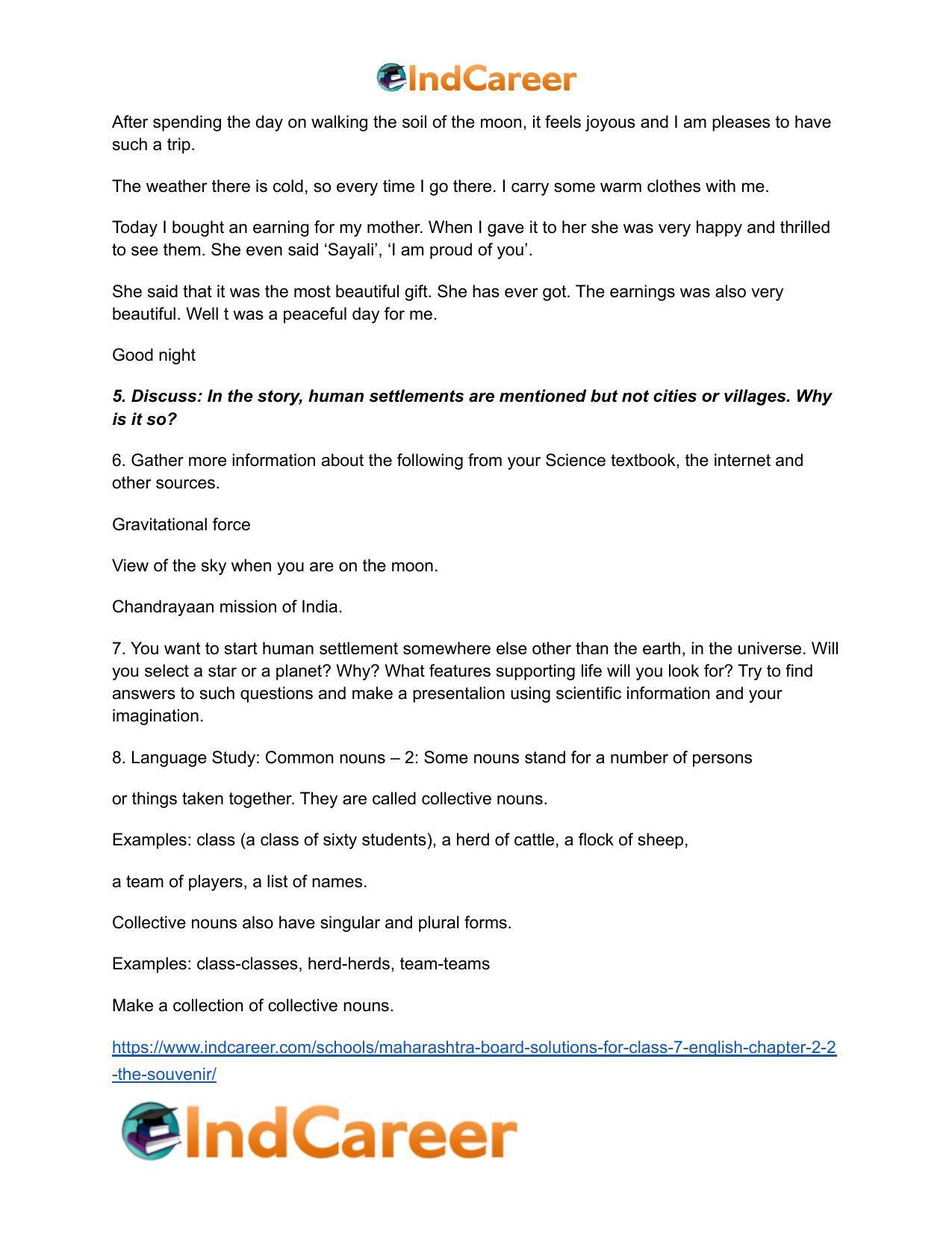 Maharashtra Board Solutions for Class 7- English: Chapter 2.2- The Souvenir - Page 6