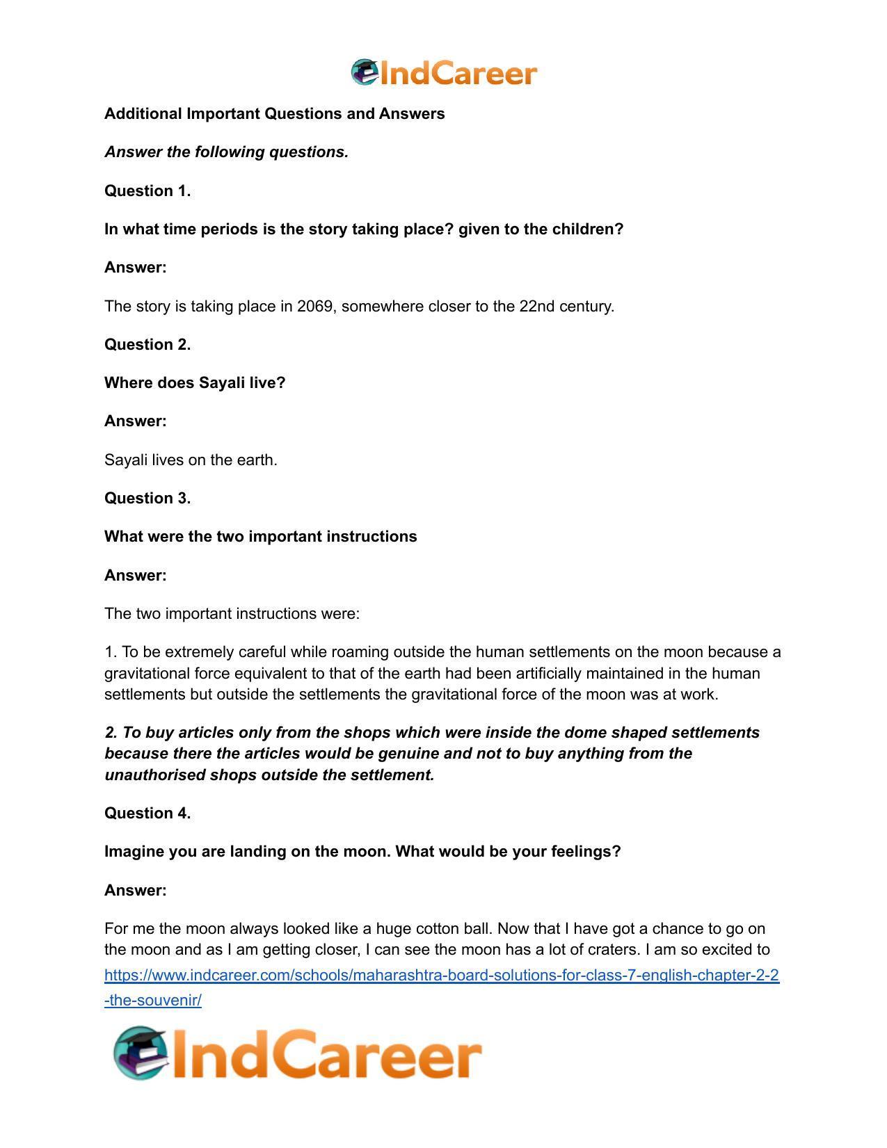 Maharashtra Board Solutions for Class 7- English: Chapter 2.2- The Souvenir - Page 7