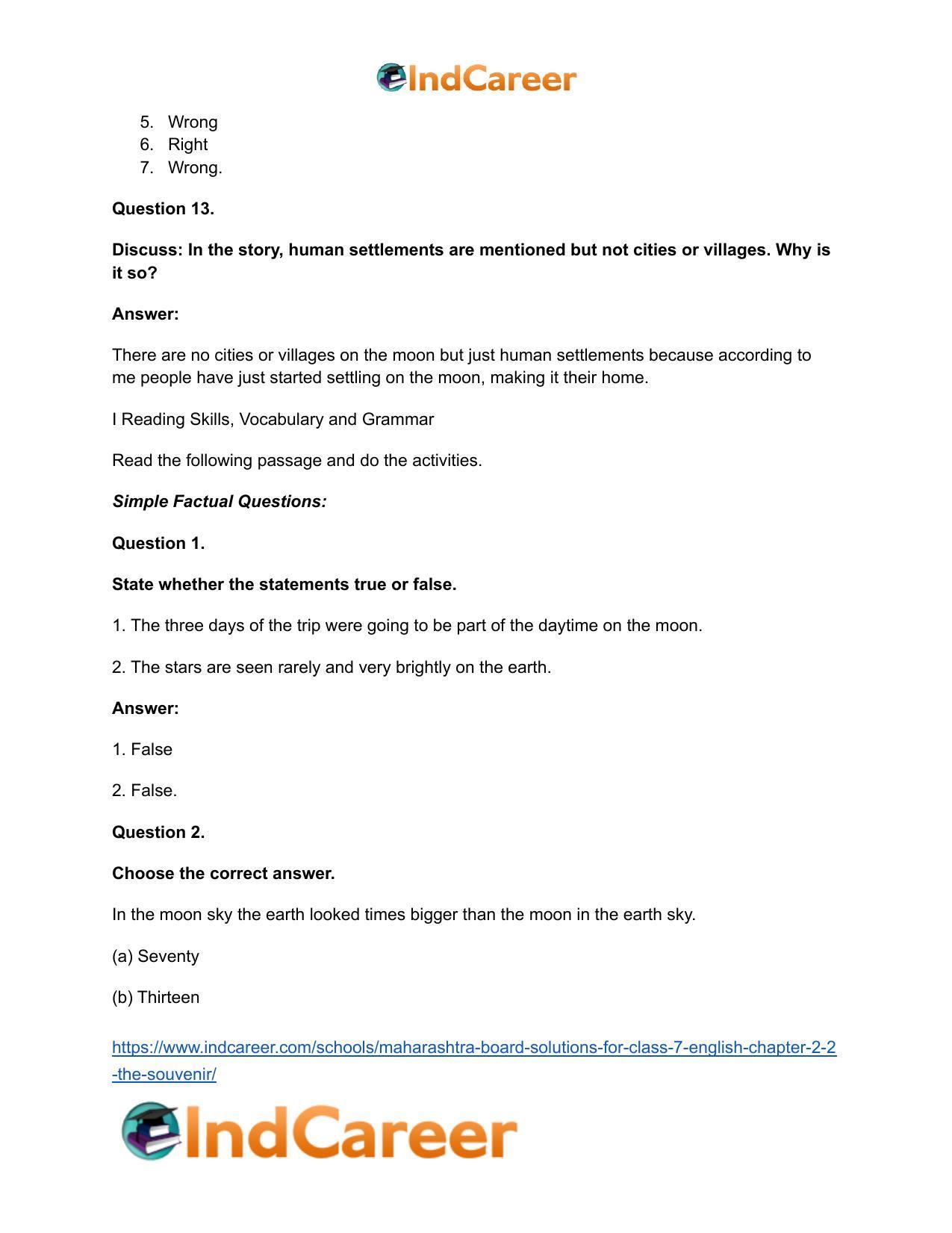 Maharashtra Board Solutions for Class 7- English: Chapter 2.2- The Souvenir - Page 10