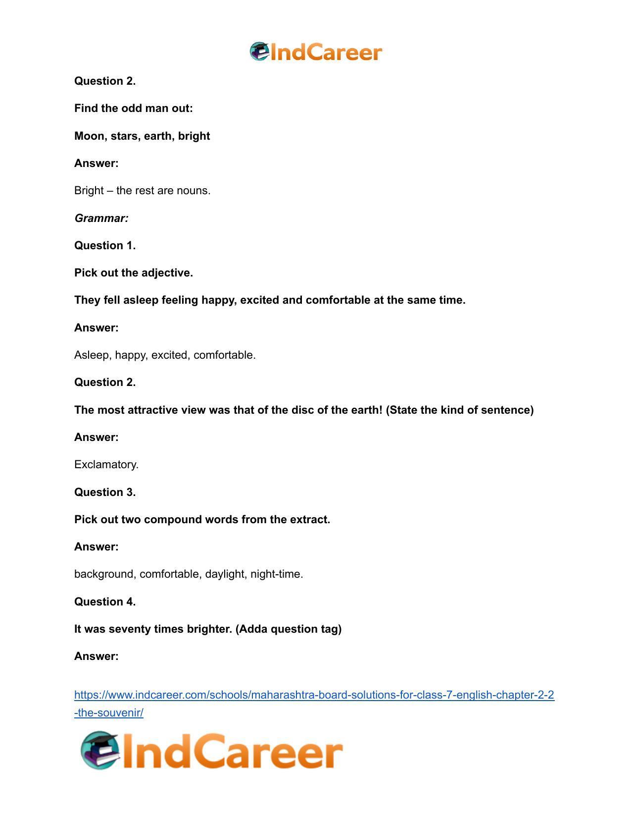 Maharashtra Board Solutions for Class 7- English: Chapter 2.2- The Souvenir - Page 12