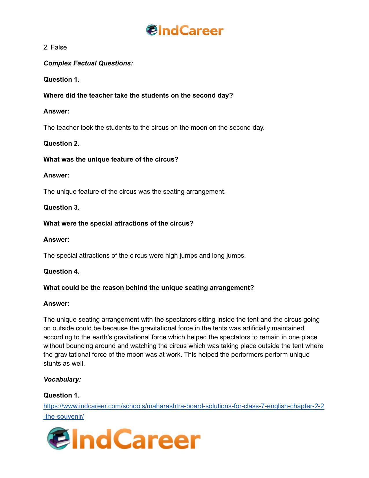 Maharashtra Board Solutions for Class 7- English: Chapter 2.2- The Souvenir - Page 14