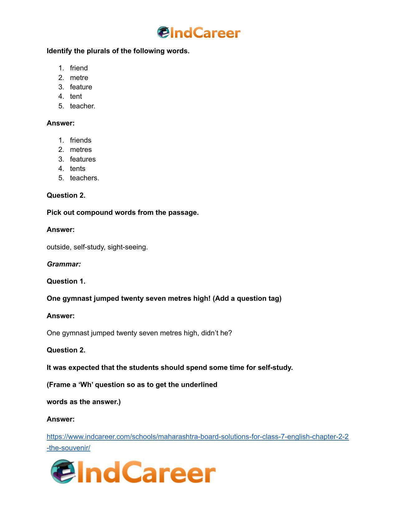 Maharashtra Board Solutions for Class 7- English: Chapter 2.2- The Souvenir - Page 15