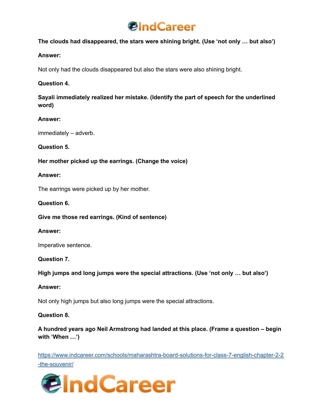 Maharashtra Board Solutions for Class 7- English: Chapter 2.2- The Souvenir - Page 19