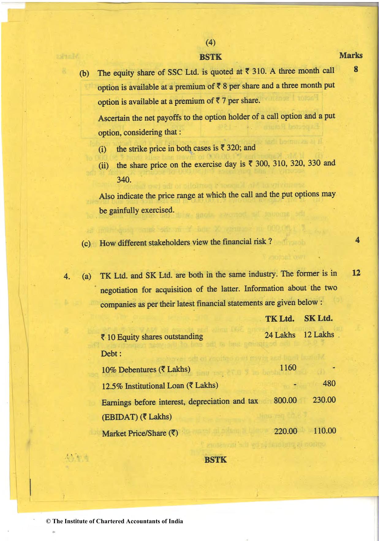 CA Final Nov 2018 Question Paper - Paper 2 – Strategic Financial Management - Page 4