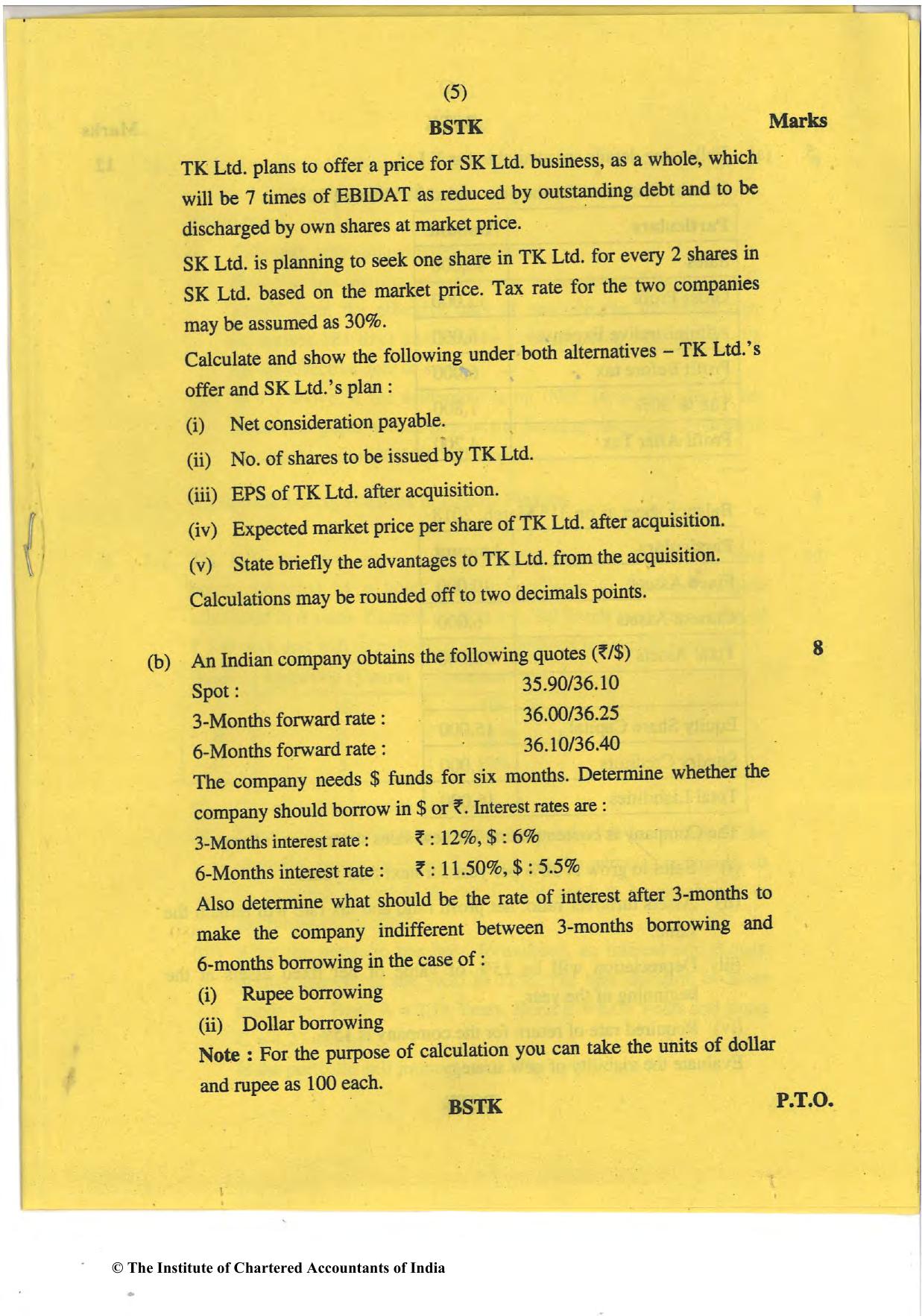 CA Final Nov 2018 Question Paper - Paper 2 – Strategic Financial Management - Page 5