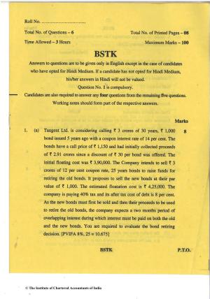 CA Final Nov 2018 Question Paper - Paper 2 – Strategic Financial Management