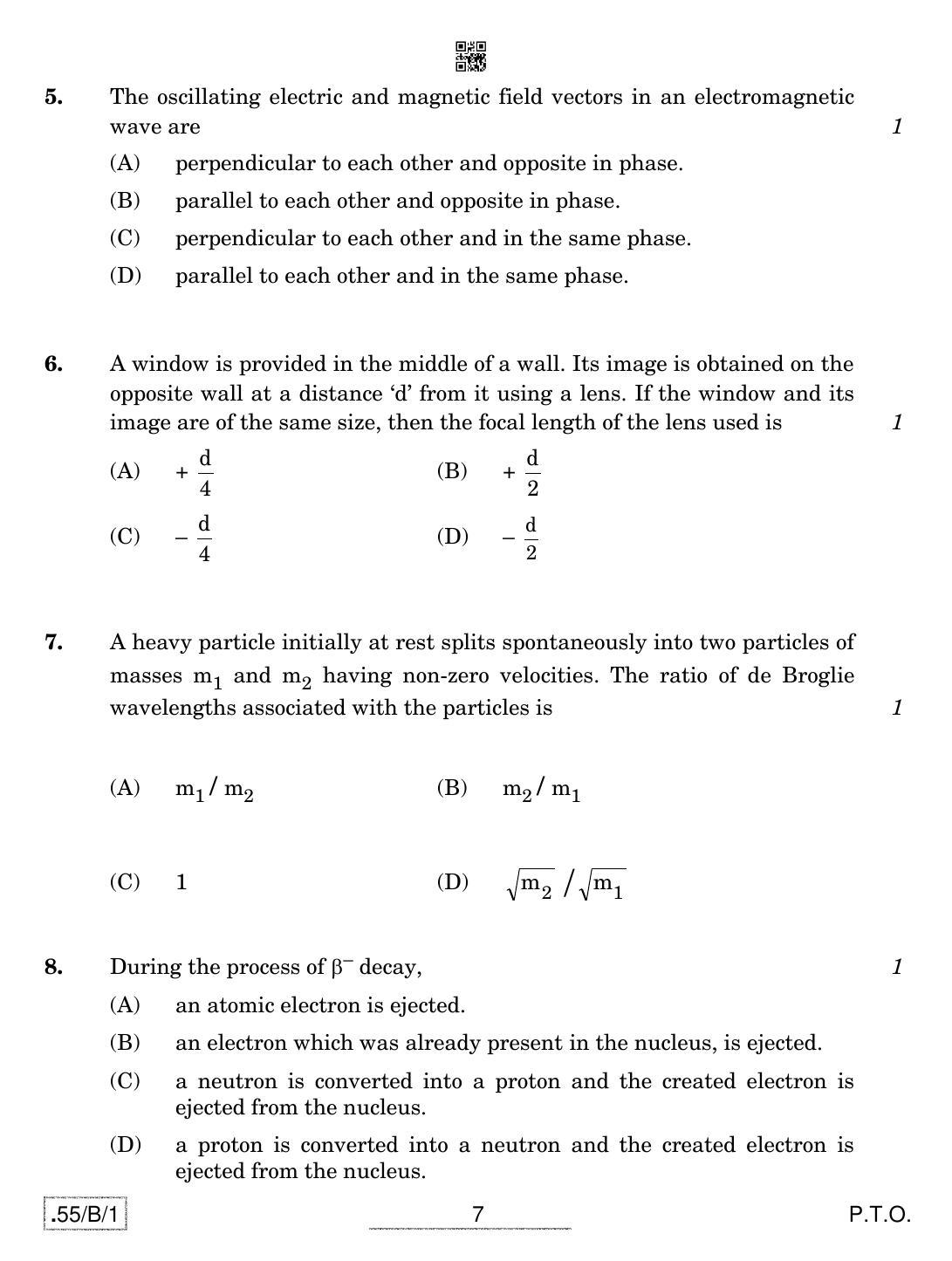 CBSE Class 12 55-C-1 - Physics 2020 Compartment Question Paper - Page 7