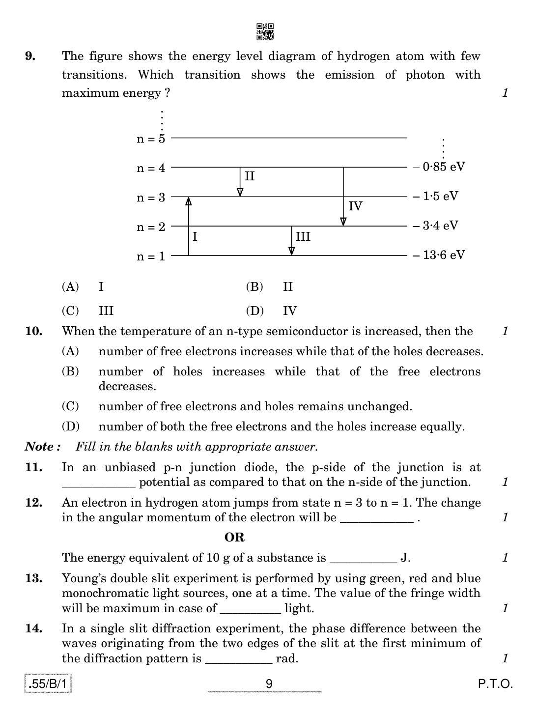CBSE Class 12 55-C-1 - Physics 2020 Compartment Question Paper - Page 9