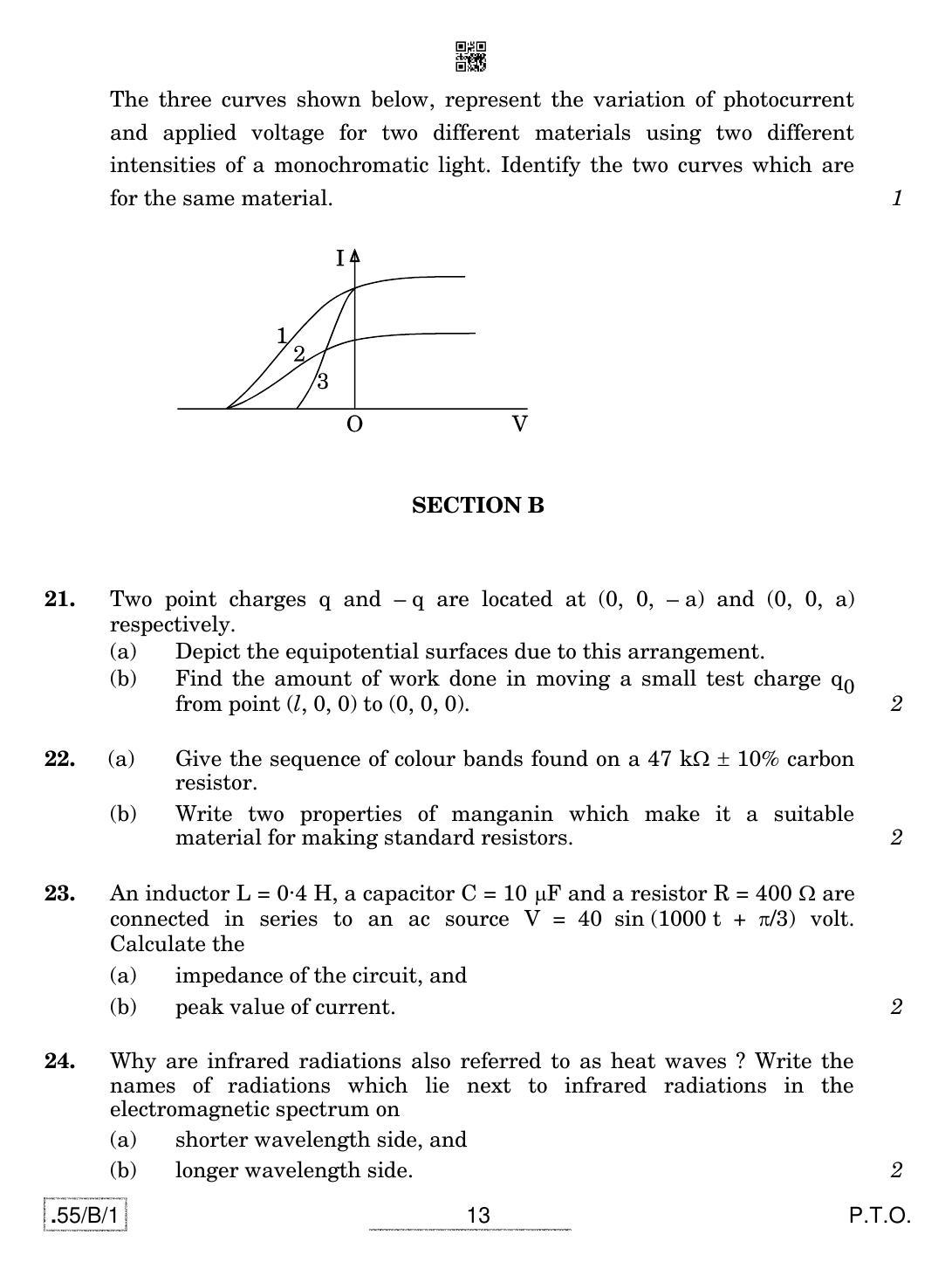 CBSE Class 12 55-C-1 - Physics 2020 Compartment Question Paper - Page 13