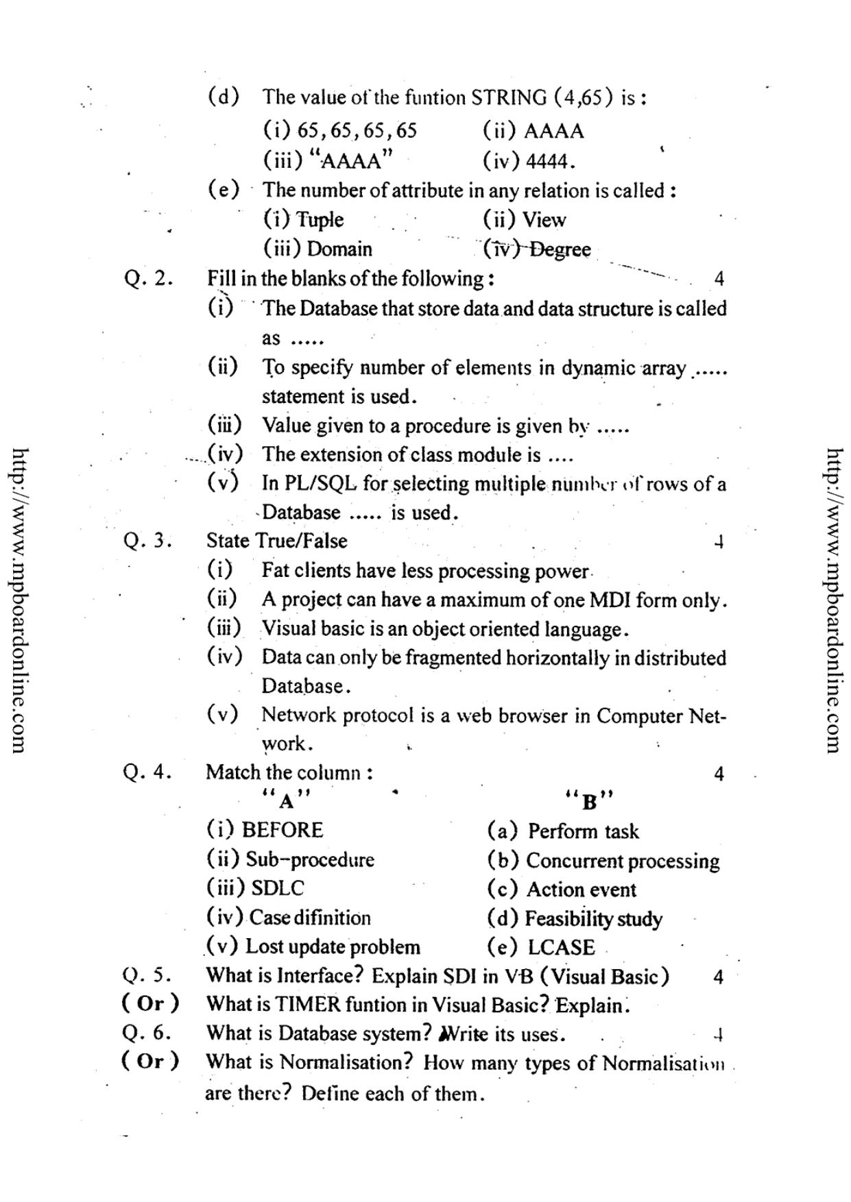MP Board Class 12 Informatics Practices (English Medium) 2010 Question Paper - Page 2